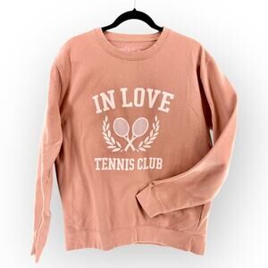 Girl Tribe Co. 'In Love Tennis Club' Pink Ladies Comfy Cozy Sweatshirt | Sz L